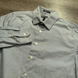 Express Shirt Mens Small Gray Geometric Long Sleeve Button Up Modern Fit Preppy